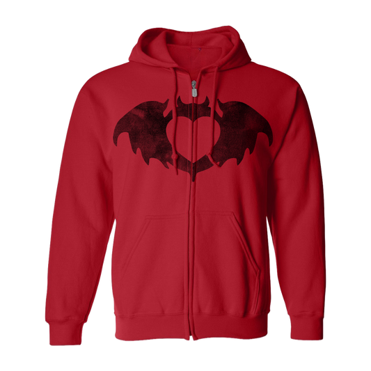 Red Bat Logo Zip Hoodie
