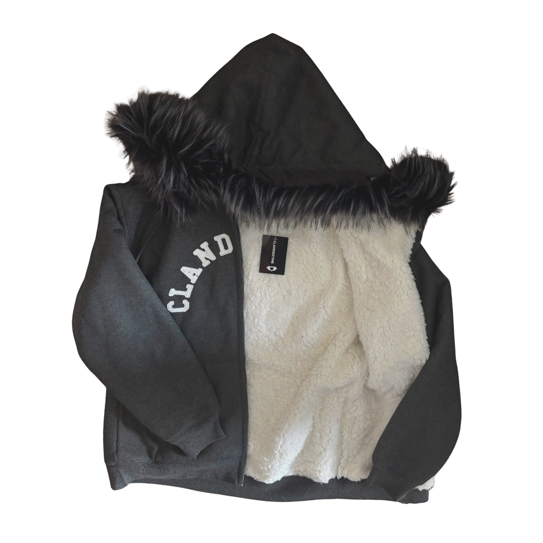 Faux Fur Trimmed Logo Hoodie