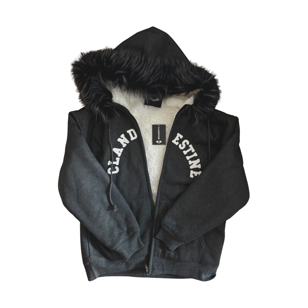 Faux Fur Trimmed Logo Hoodie